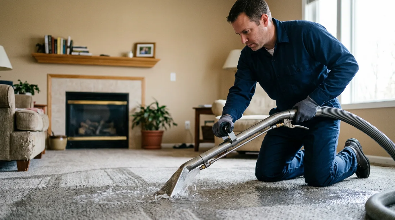 Water damage restoration technician working near Windsor, VA
